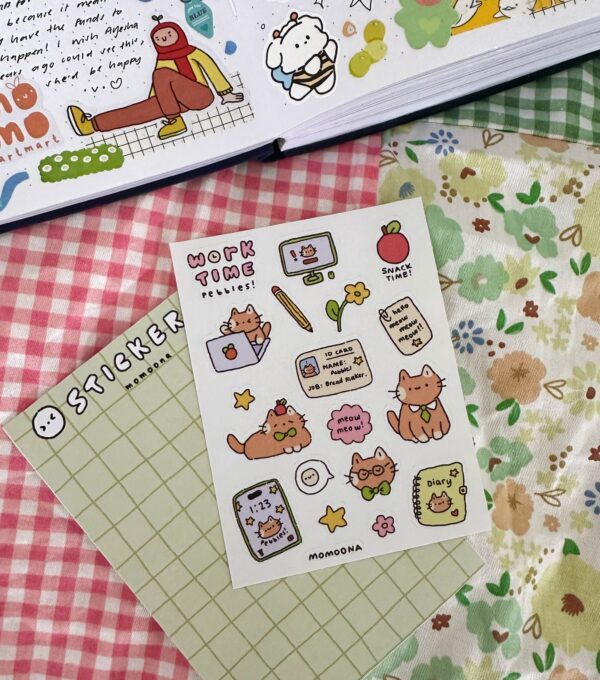 Work Time Sticker Sheet | Pebbles the Cat