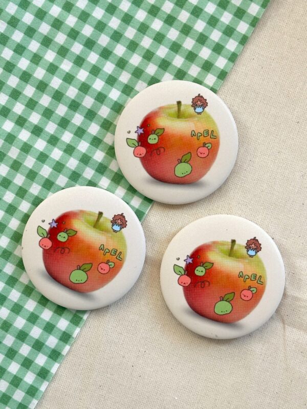 apple button badge glitter