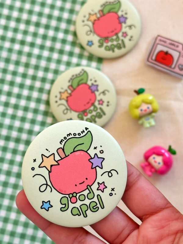 good apple badge glitter cute momoona